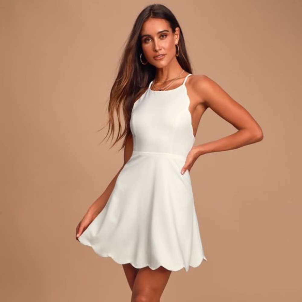 NWT Lulu’s Play on Curves Ivory Backless Dress
